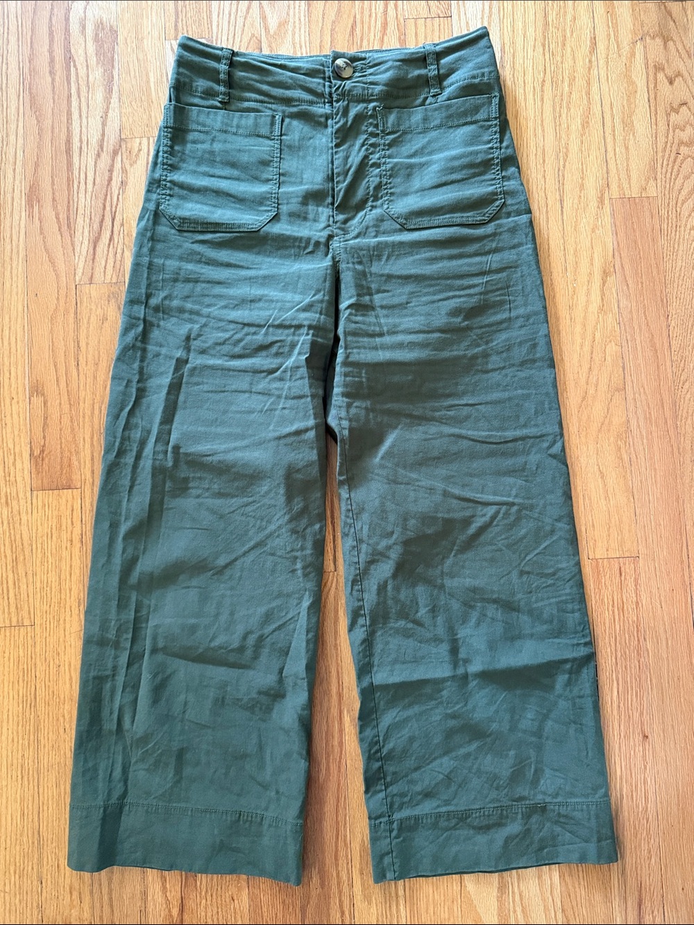 Maeve sz 28 The Colette Dark Olive Green Wide Leg Utility Pants great condition